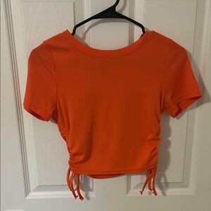 SHEIN Orange Ruched Crop T-Shirt